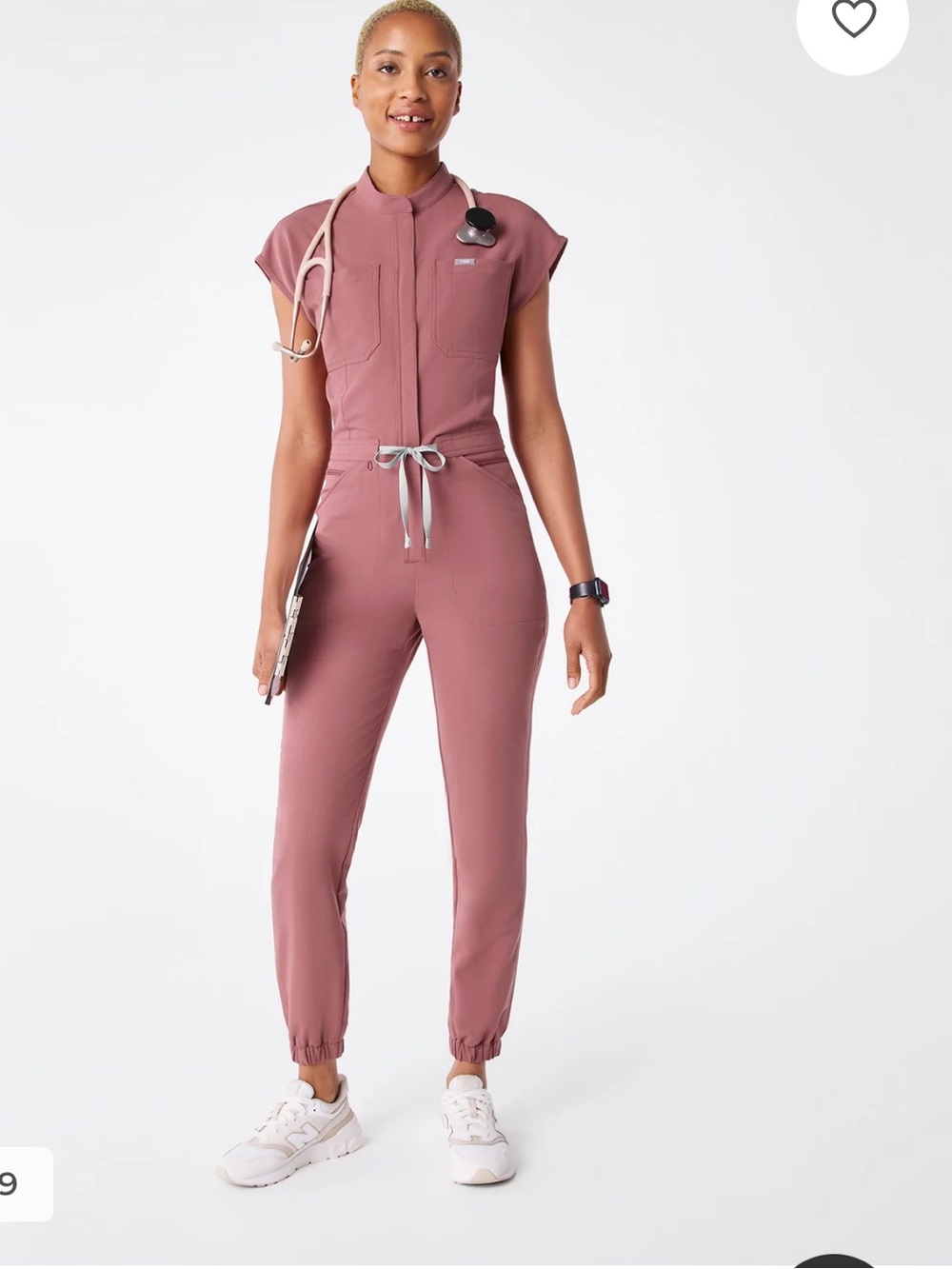 Figs Mauve Utility Zip-Front Jogger Scrub Jumpsuit